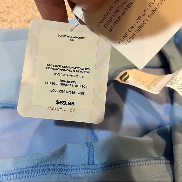 Fabletics Boost PowerHold High-Waisted 7/8 Legging Bali-Blue Lace Details 3X - Picture 10 of 14